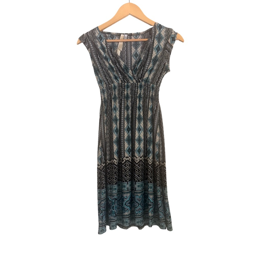 Cristinalove Black and Blue Patterned Dress